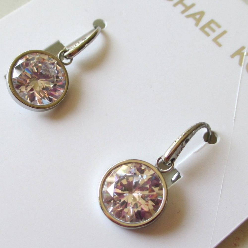 MICHAEL KORS Silver Crystal Drop Hook Earrings - Picture 2 of 6